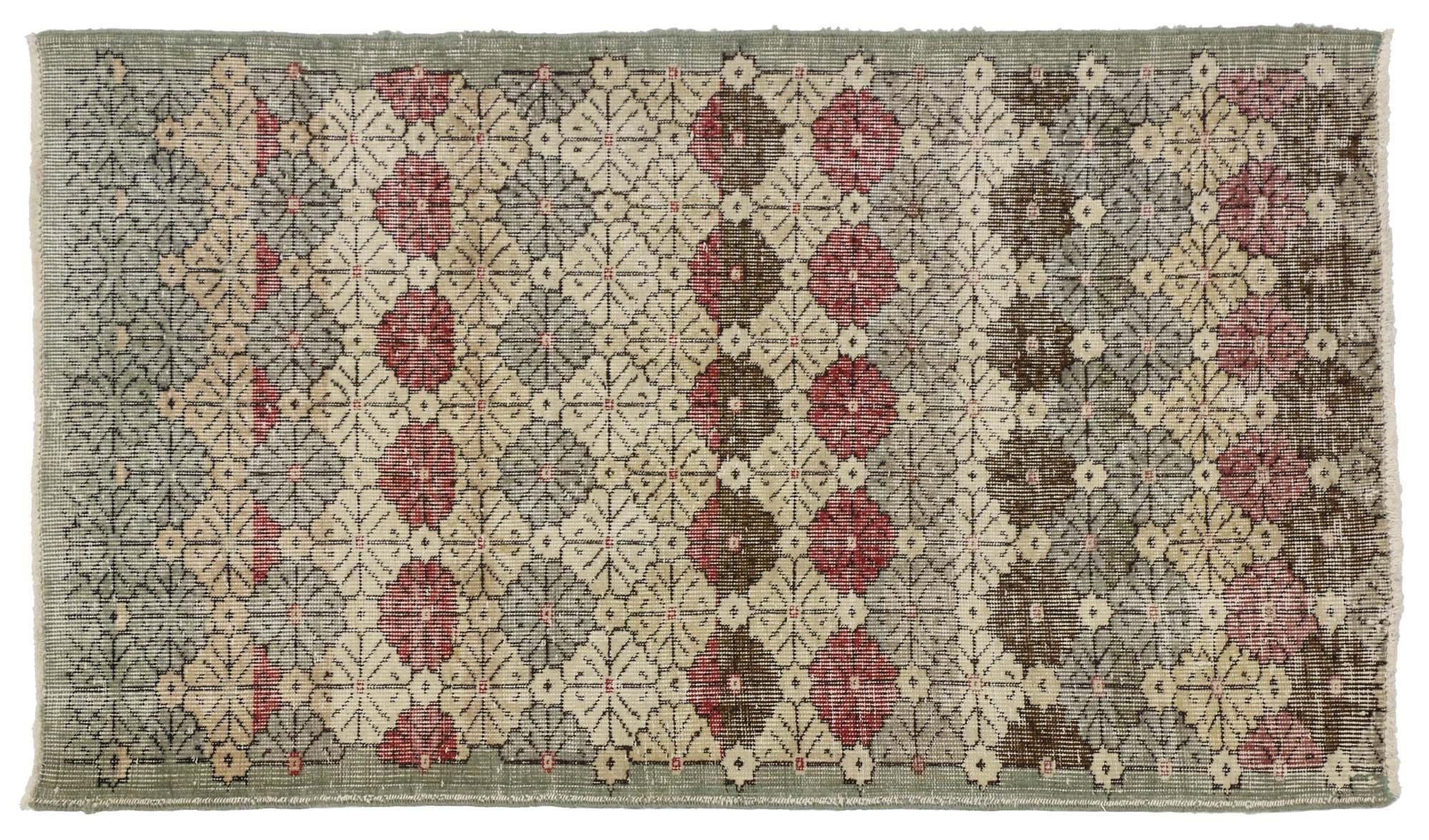 Zeki Muren Distressed Vintage Turkish Sivas Rug with Modern Rustic Artisan Style In Distressed Condition For Sale In Dallas, TX