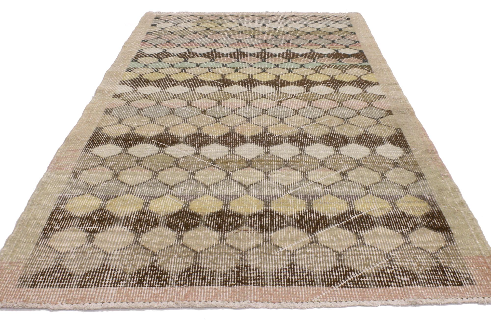 Rustic Zeki Muren Distressed Vintage Turkish Sivas Rug For Sale