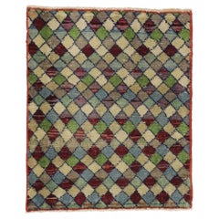 Zeki Muren Distressed Vintage Turkish Sivas Rug with Industrial Art Deco Style