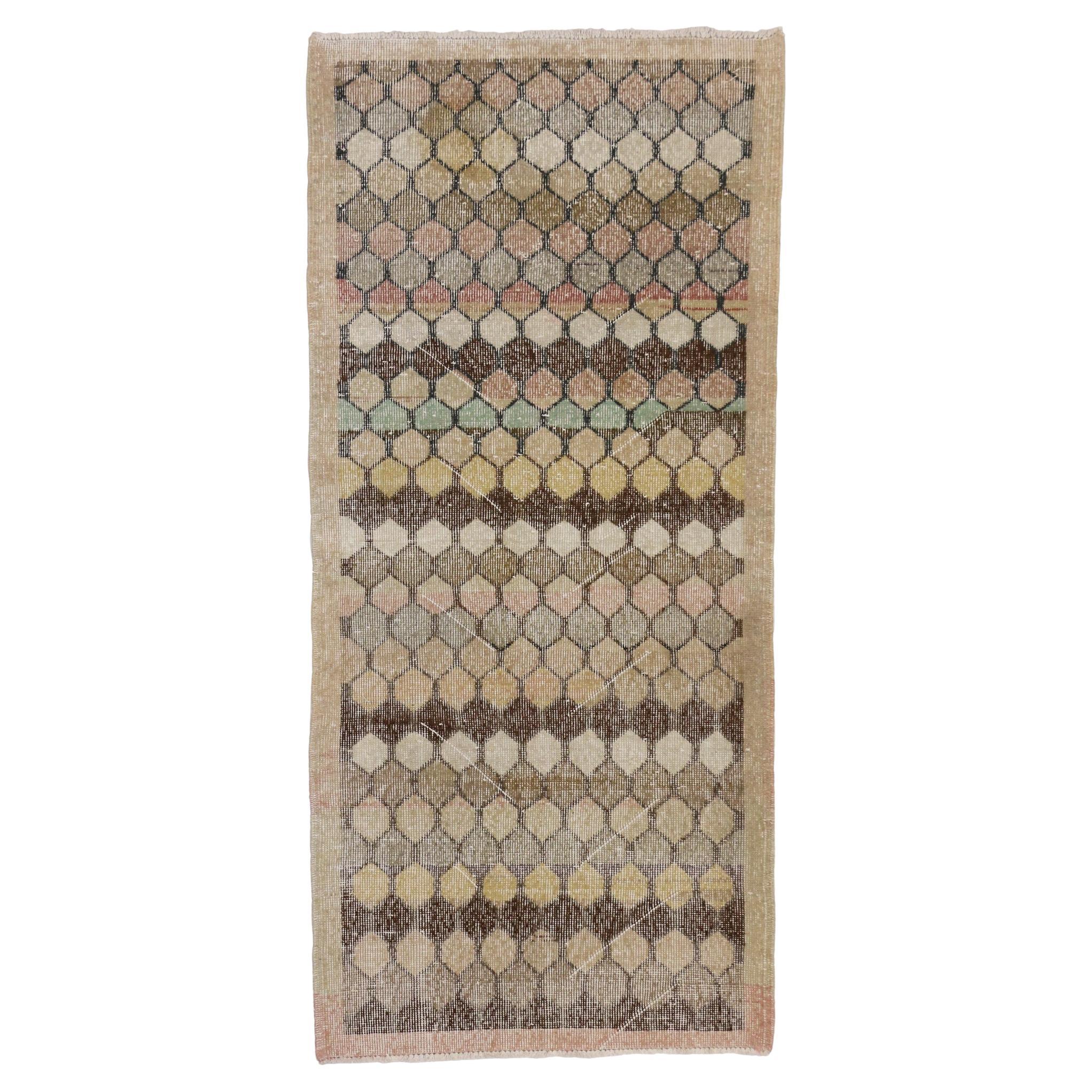 Zeki Muren Distressed Vintage Turkish Sivas Rug