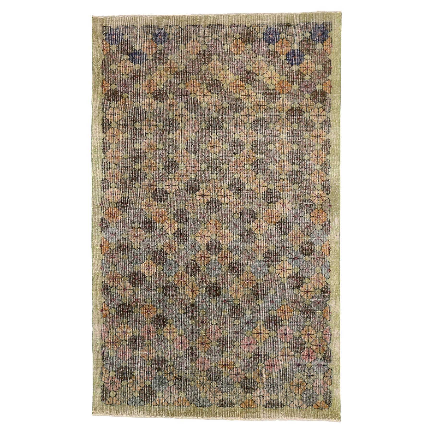 Tapis turc Sivas vintage Zeki Muren vieilli de style industriel Art Déco