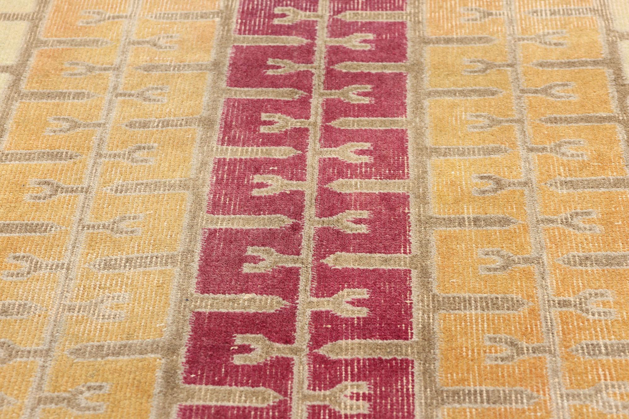 Annodato a mano Tappeto Zeki Muren Sivas Vintage Distressed, Avant Garde incontra il retro MCM in vendita