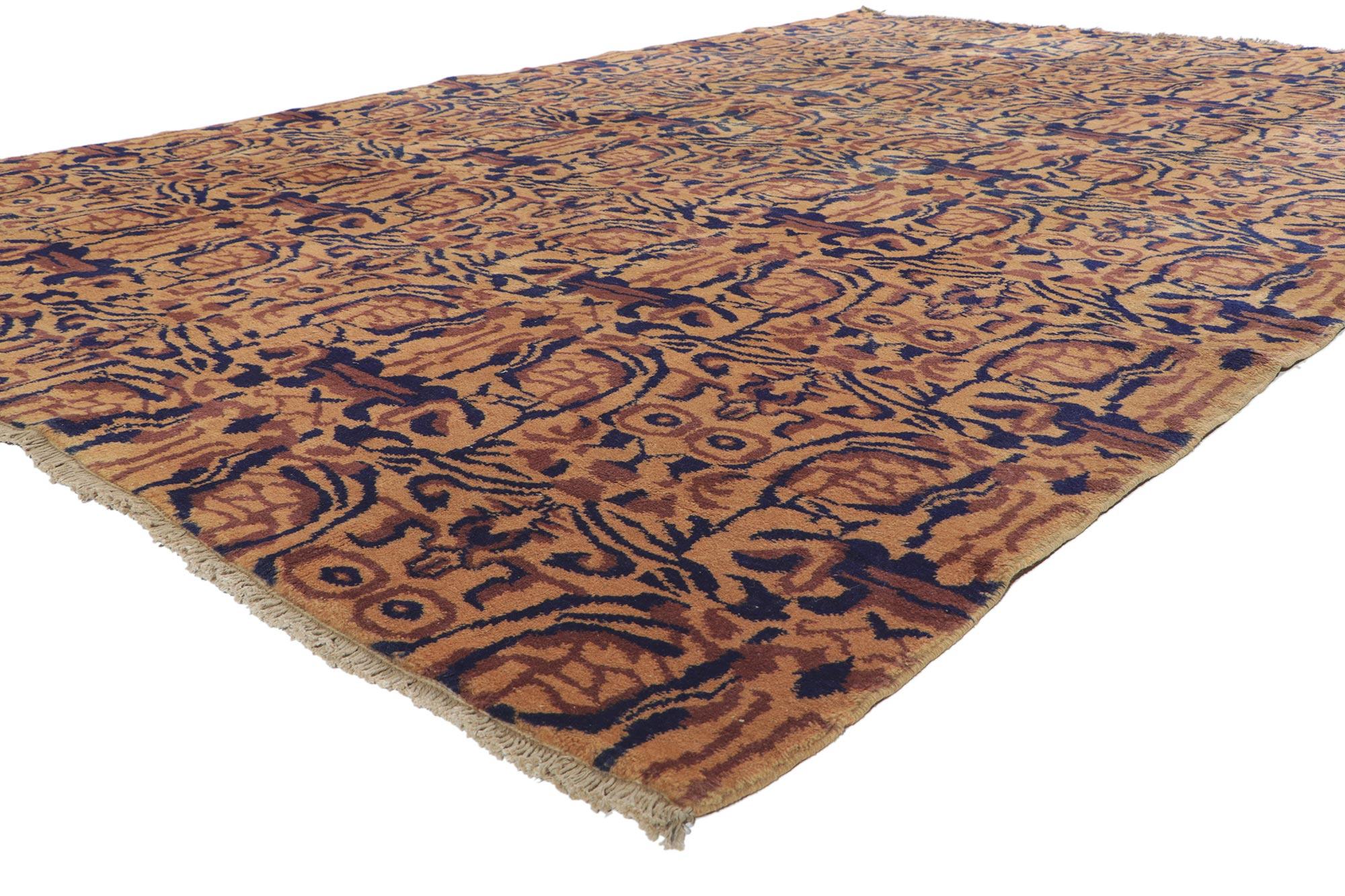 Art Deco Zeki Muren Distressed Vintage Turkish Sivas Rug For Sale