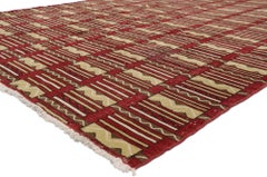 Zeki Muren Distressed Vintage Turkish Sivas Rug with Modern Art Deco Style