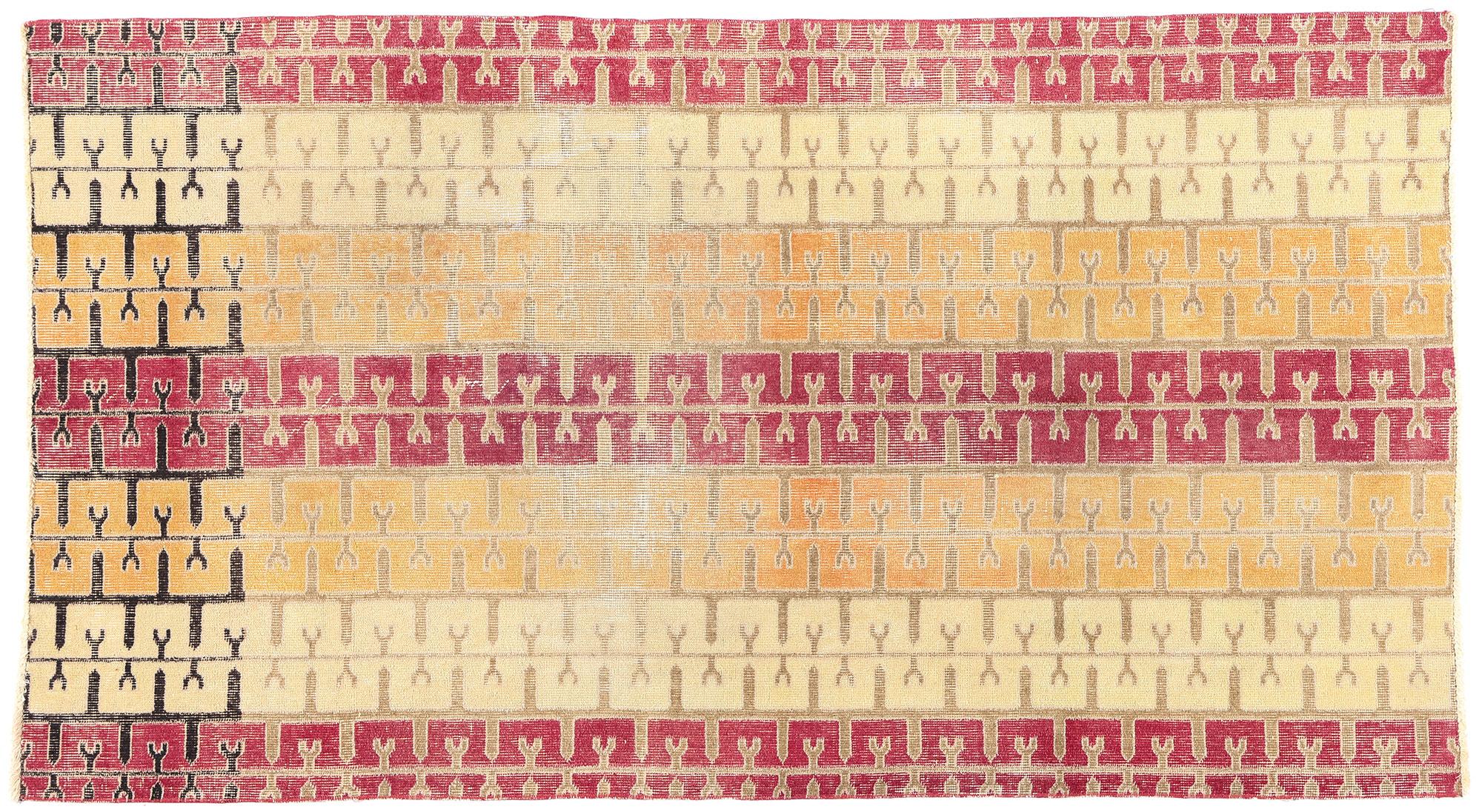 Tappeto Zeki Muren Sivas Vintage Distressed, Avant Garde incontra il retro MCM in vendita 2