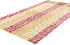 Zeki Muren Distressed Vintage Turkish Sivas Rug, Avant-Garde Meets Retro MCM