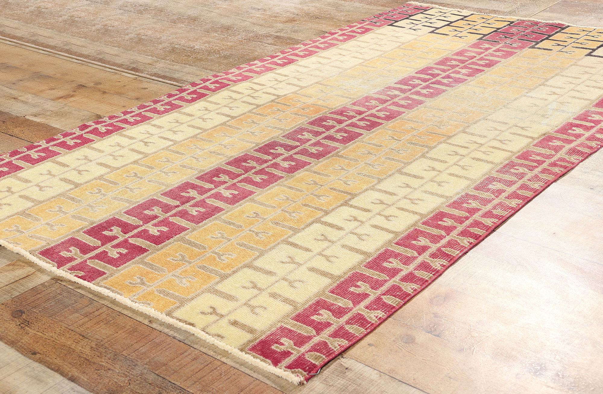 XX secolo Tappeto Zeki Muren Sivas Vintage Distressed, Avant Garde incontra il retro MCM in vendita