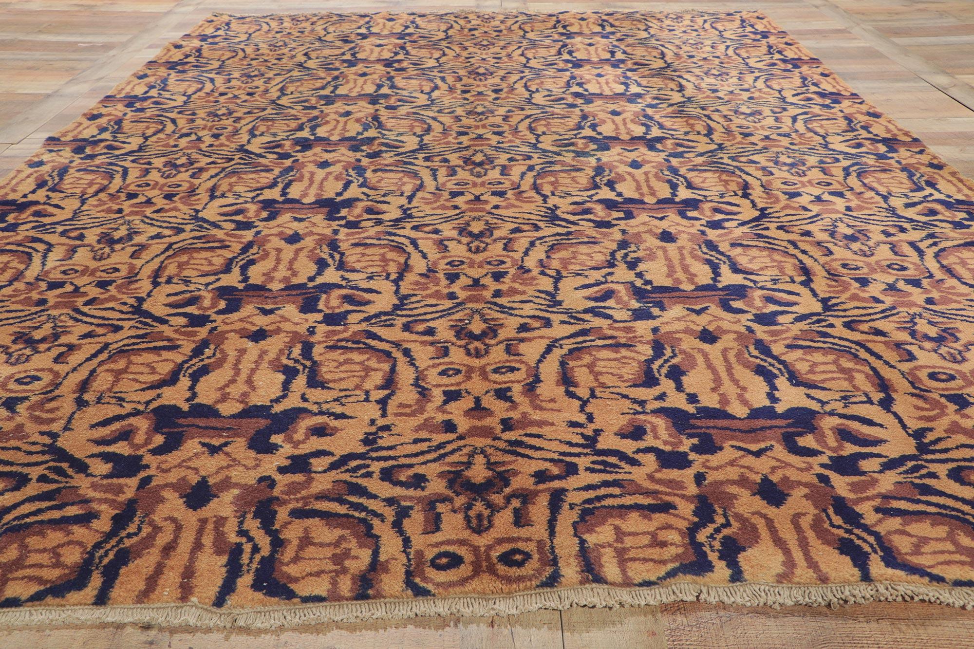 Laine Tapis turc Sivas vintage Zeki Muren vieilli de style Art Déco moderne