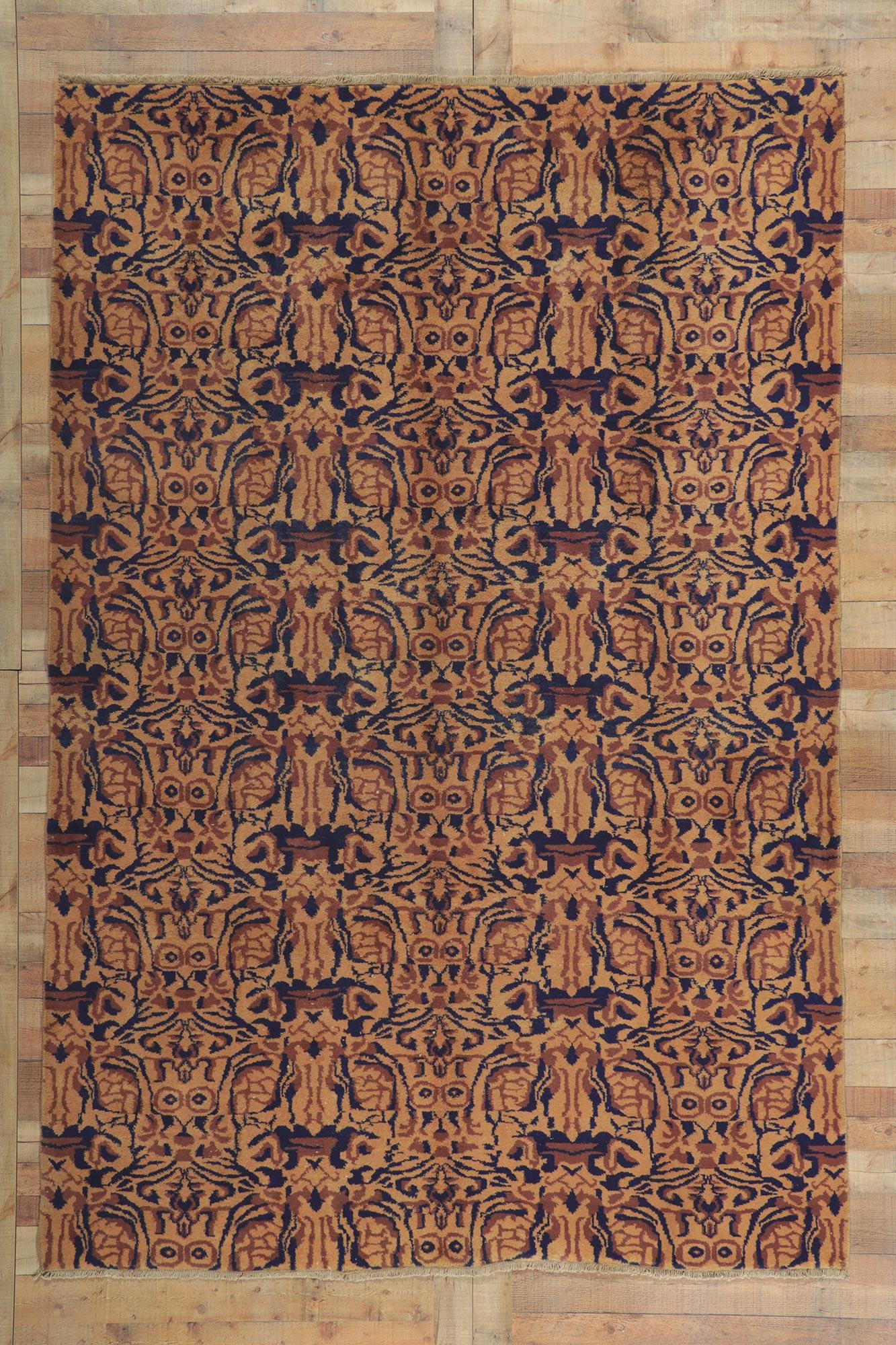 Tapis turc Sivas vintage Zeki Muren vieilli de style Art Déco moderne 1