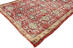 Zeki Muren Distressed Vintage Turkish Sivas Rug with Modern Rustic English Style