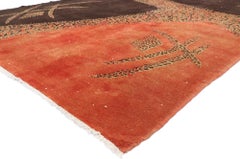 Zeki Muren Distressed Vintage Turkish Sivas Rug with Retro Art Deco Style