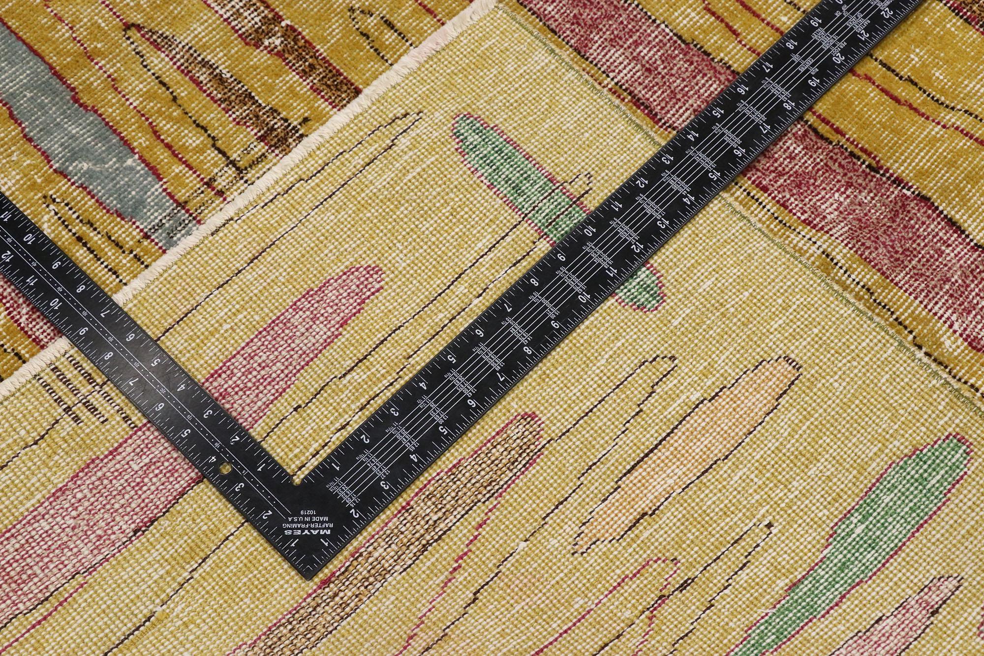 Annodato a mano Tappeto Zeki Muren Sivas vintage con stile retrò e Art Deco in vendita