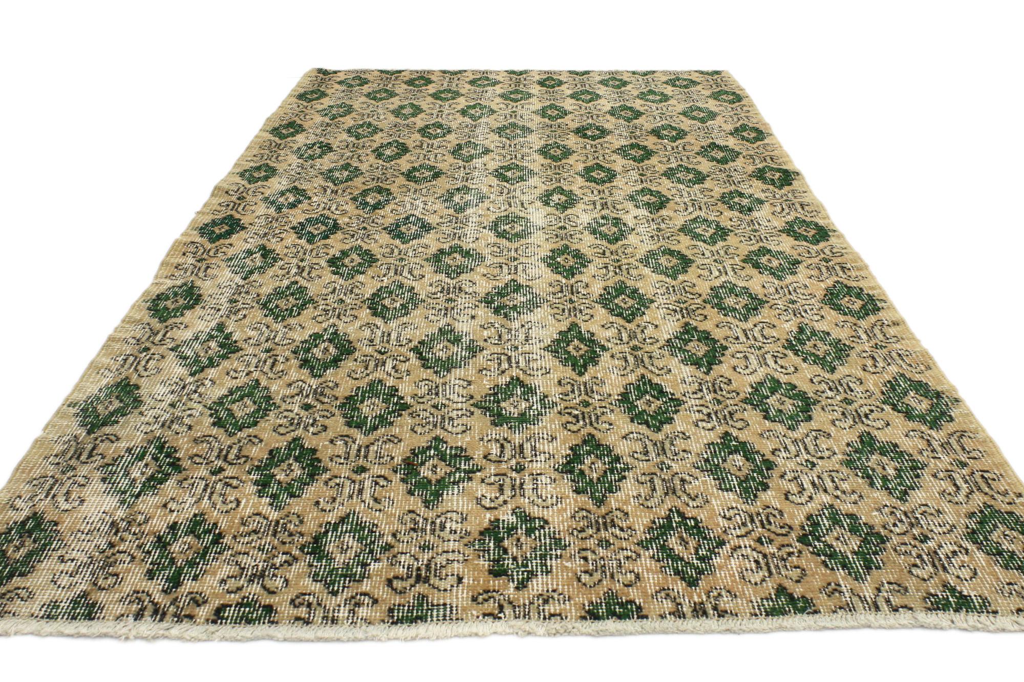 Hand-Knotted 1960's Zeki Muren Turkish Sivas Carpet with Modern Style For Sale