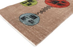 Zeki Muren Distressed Vintage Turkish Sivas Runner Orphism and Art Deco Style