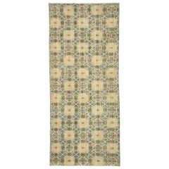 Zeki Muren Distressed Vintage Turkish Sivas Runner with Swedish Farmhouse Style