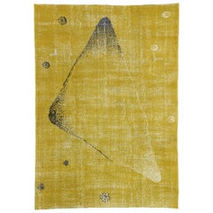 Zeki Muren-Kandinsky Distressed Retro Turkish Sivas Rug with Art Deco Style