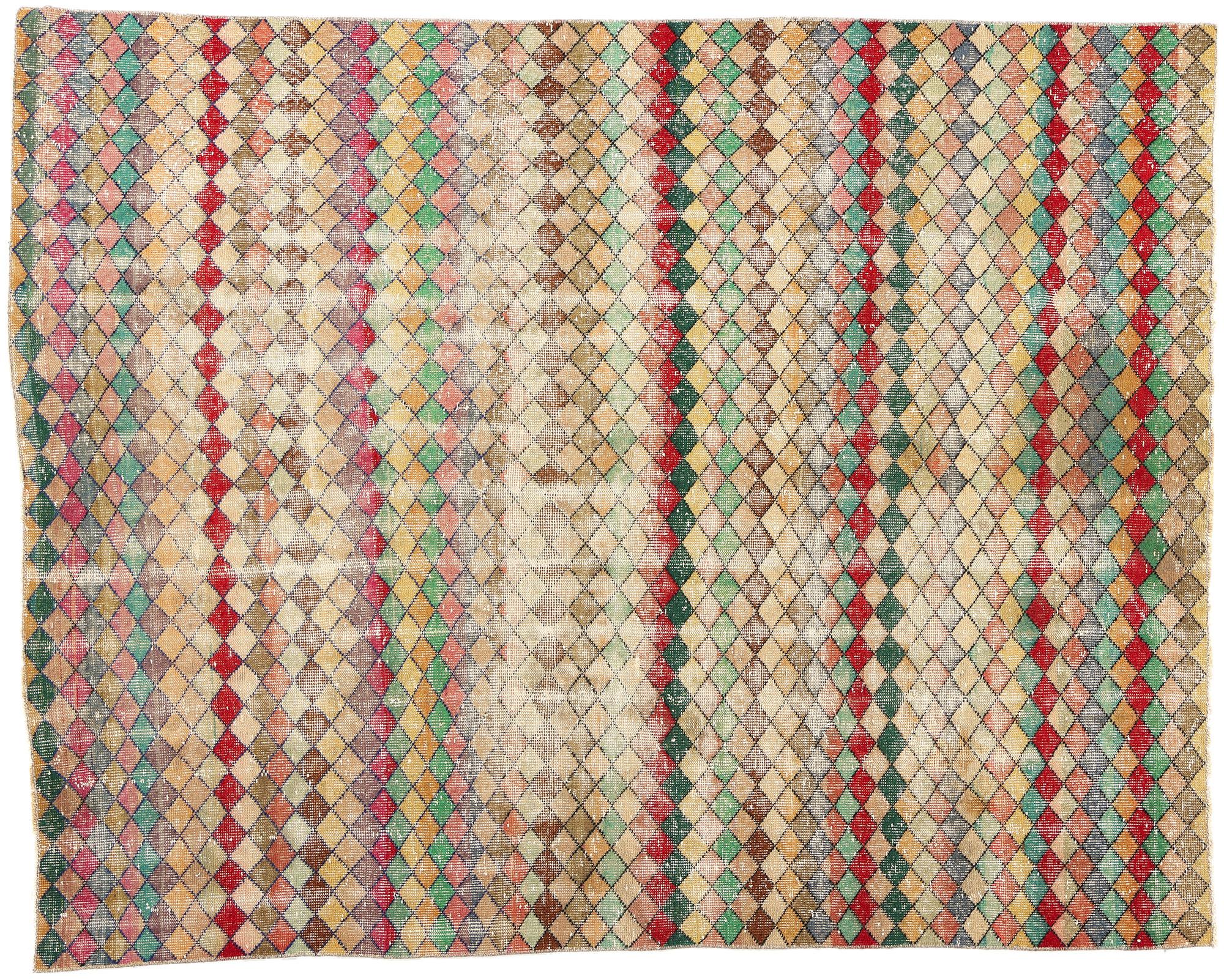 1960's Zeki Muren Vintage Turkish Sivas Carpet with Modern Style 3
