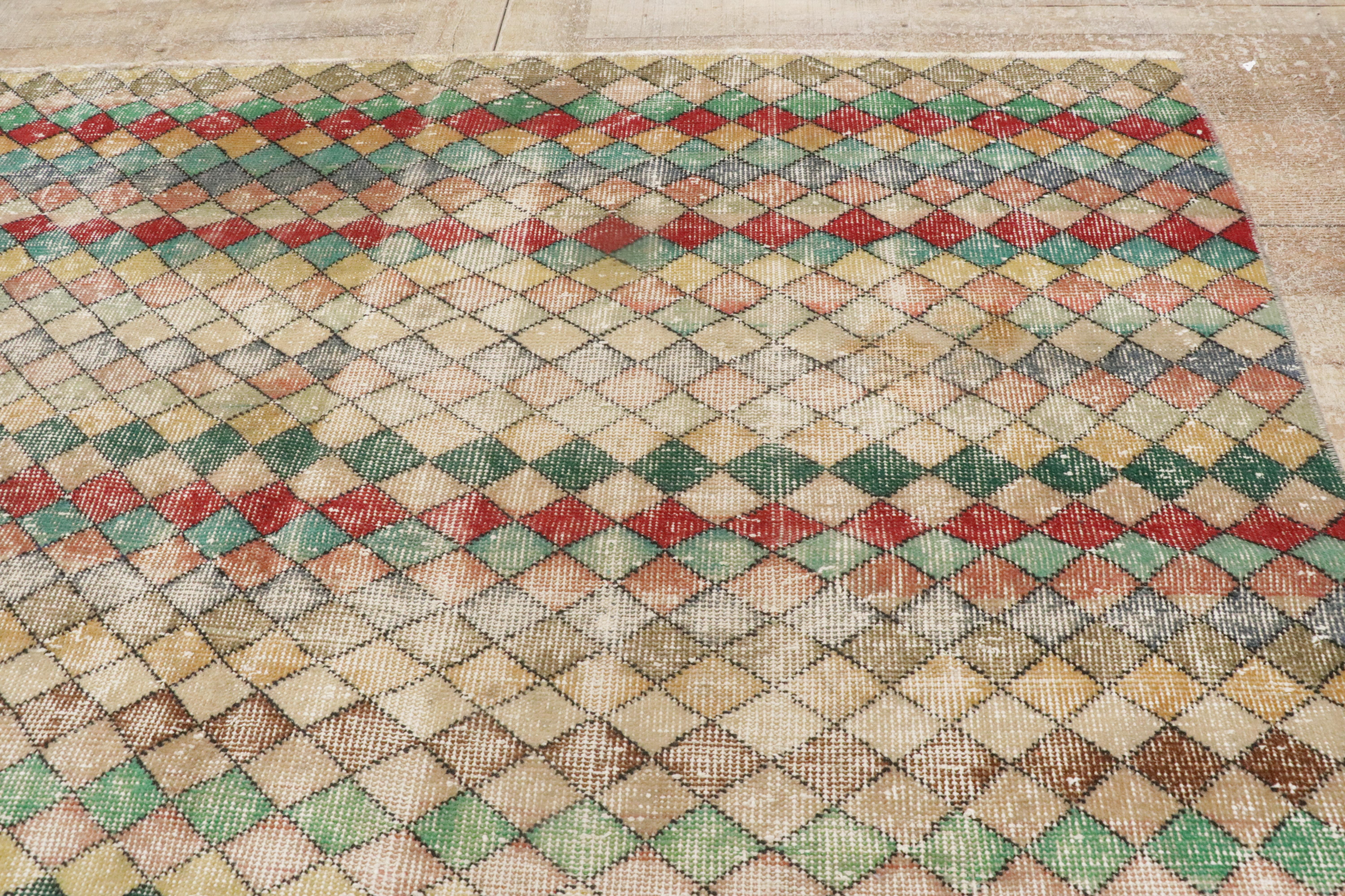 1960's Zeki Muren Vintage Turkish Sivas Carpet with Modern Style 4