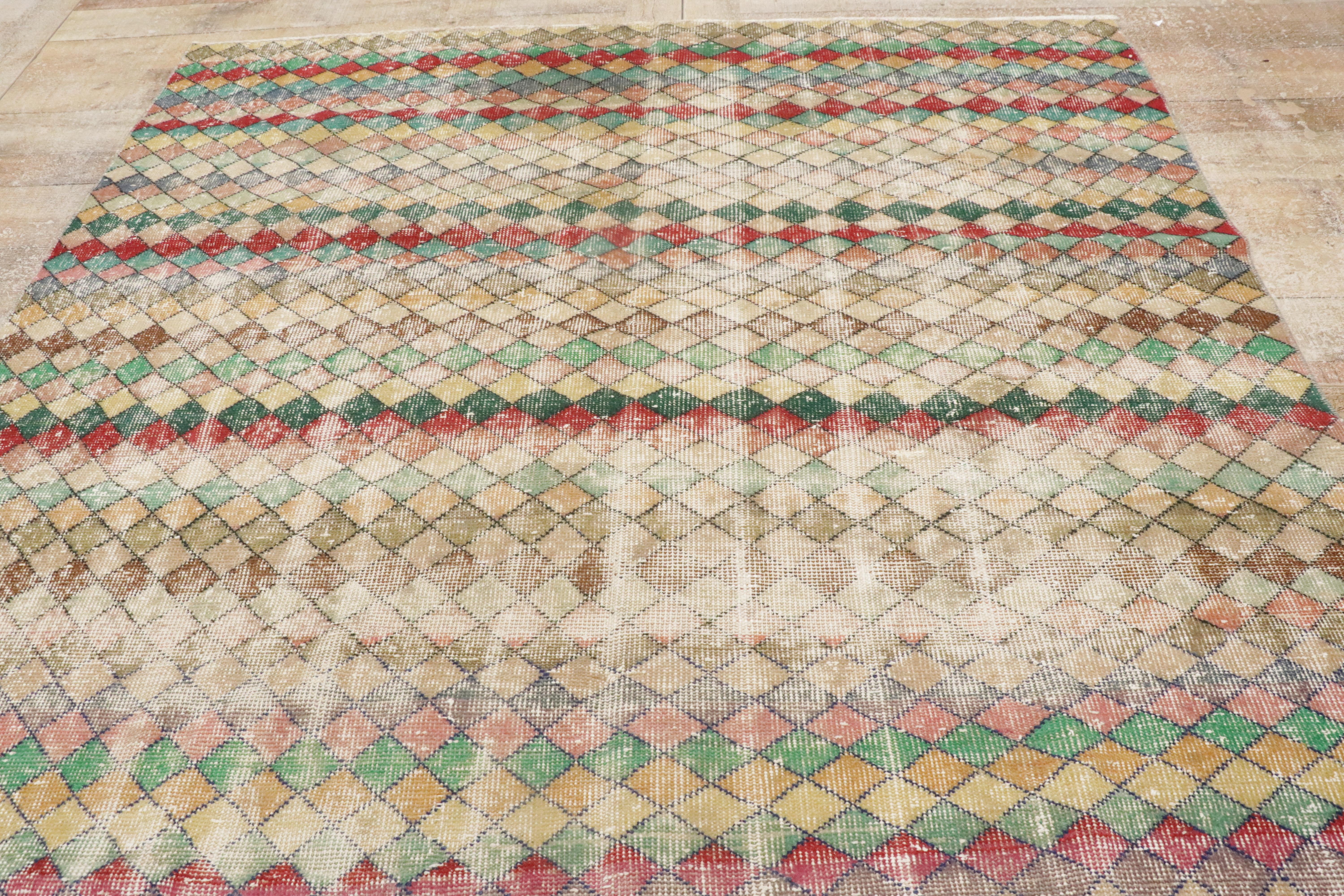 1960's Zeki Muren Vintage Turkish Sivas Carpet with Modern Style 5