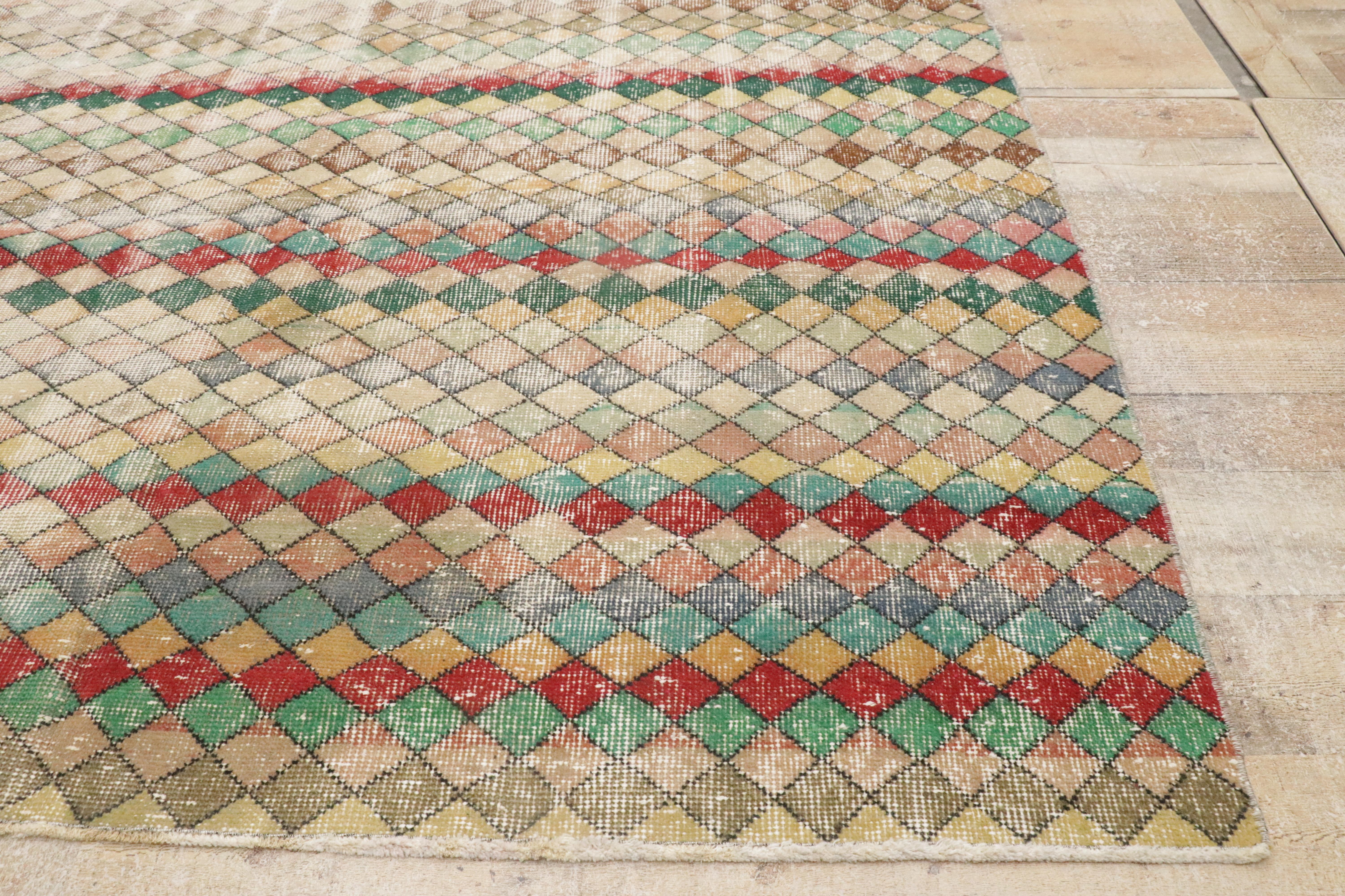1960's Zeki Muren Vintage Turkish Sivas Carpet with Modern Style 8