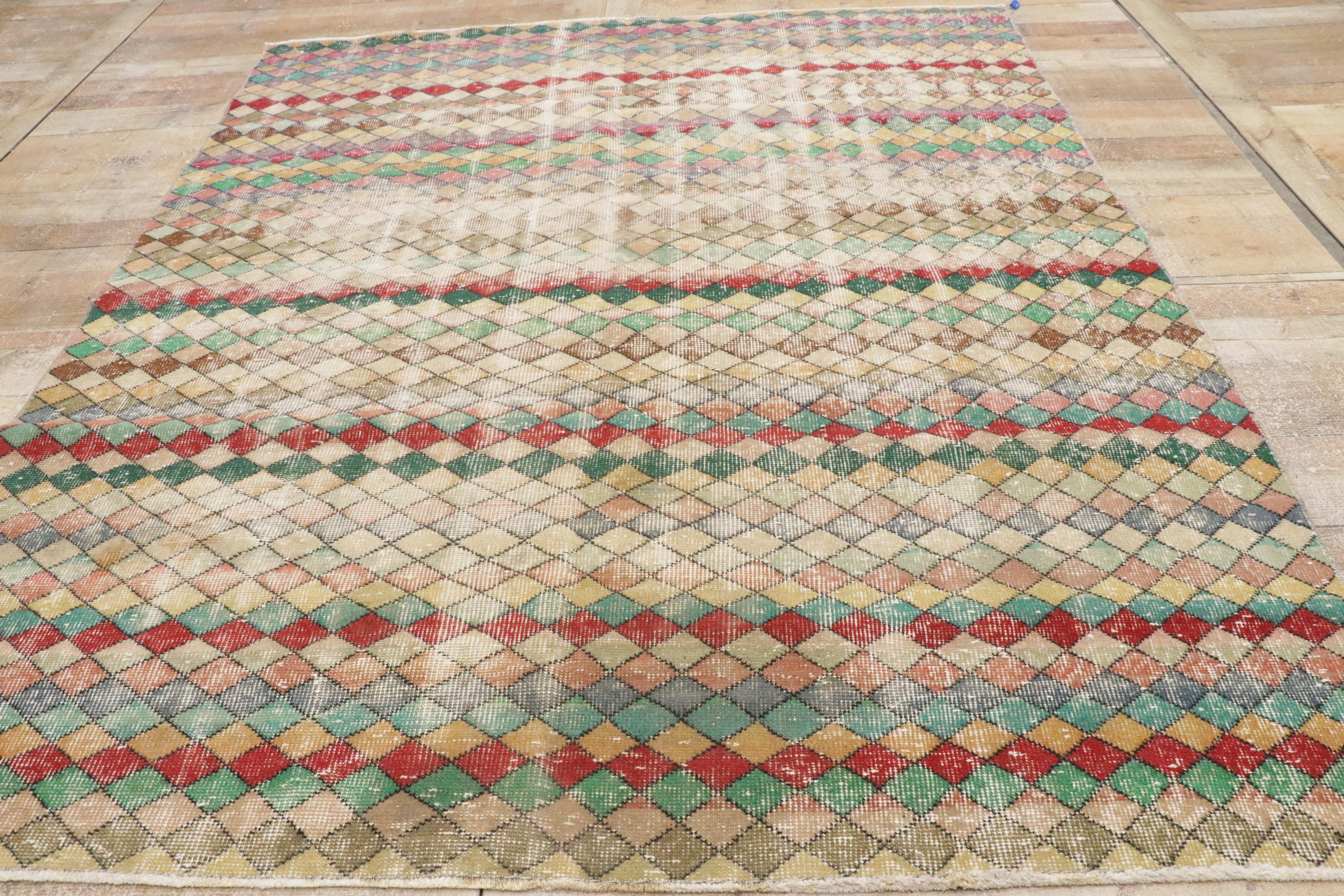 1960's Zeki Muren Vintage Turkish Sivas Carpet with Modern Style 9