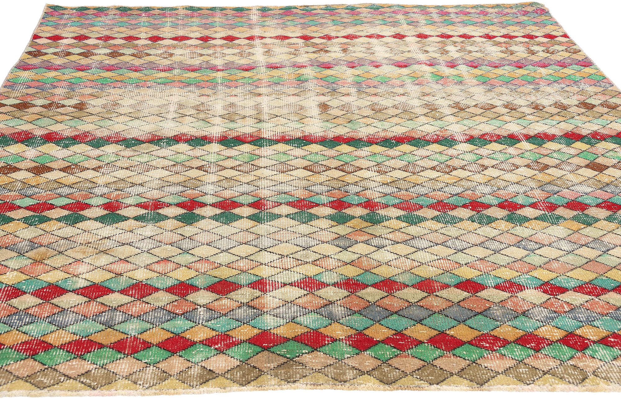 Mid-Century Modern 1960's Zeki Muren Vintage Turkish Sivas Carpet with Modern Style