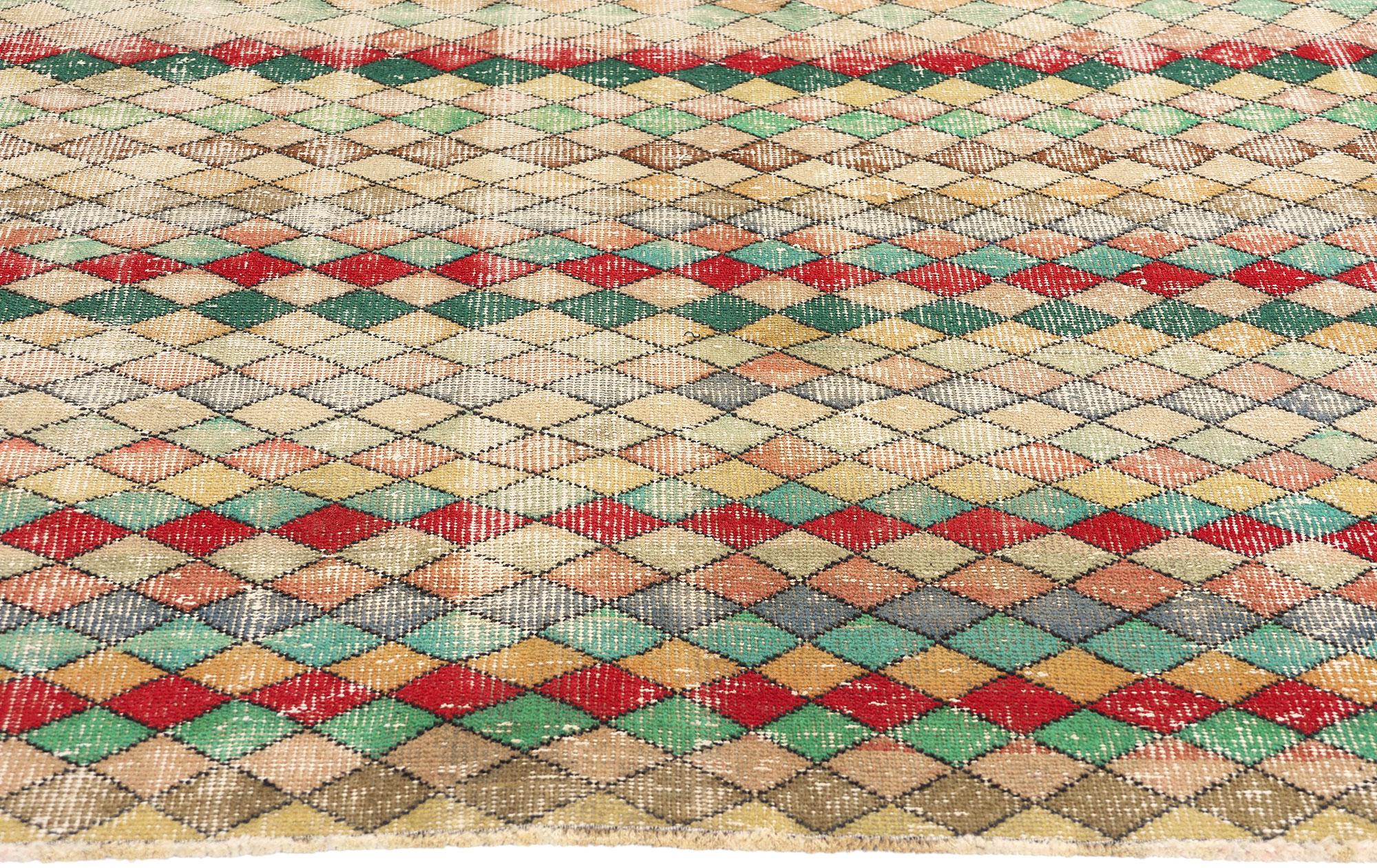 Hand-Knotted 1960's Zeki Muren Vintage Turkish Sivas Carpet with Modern Style