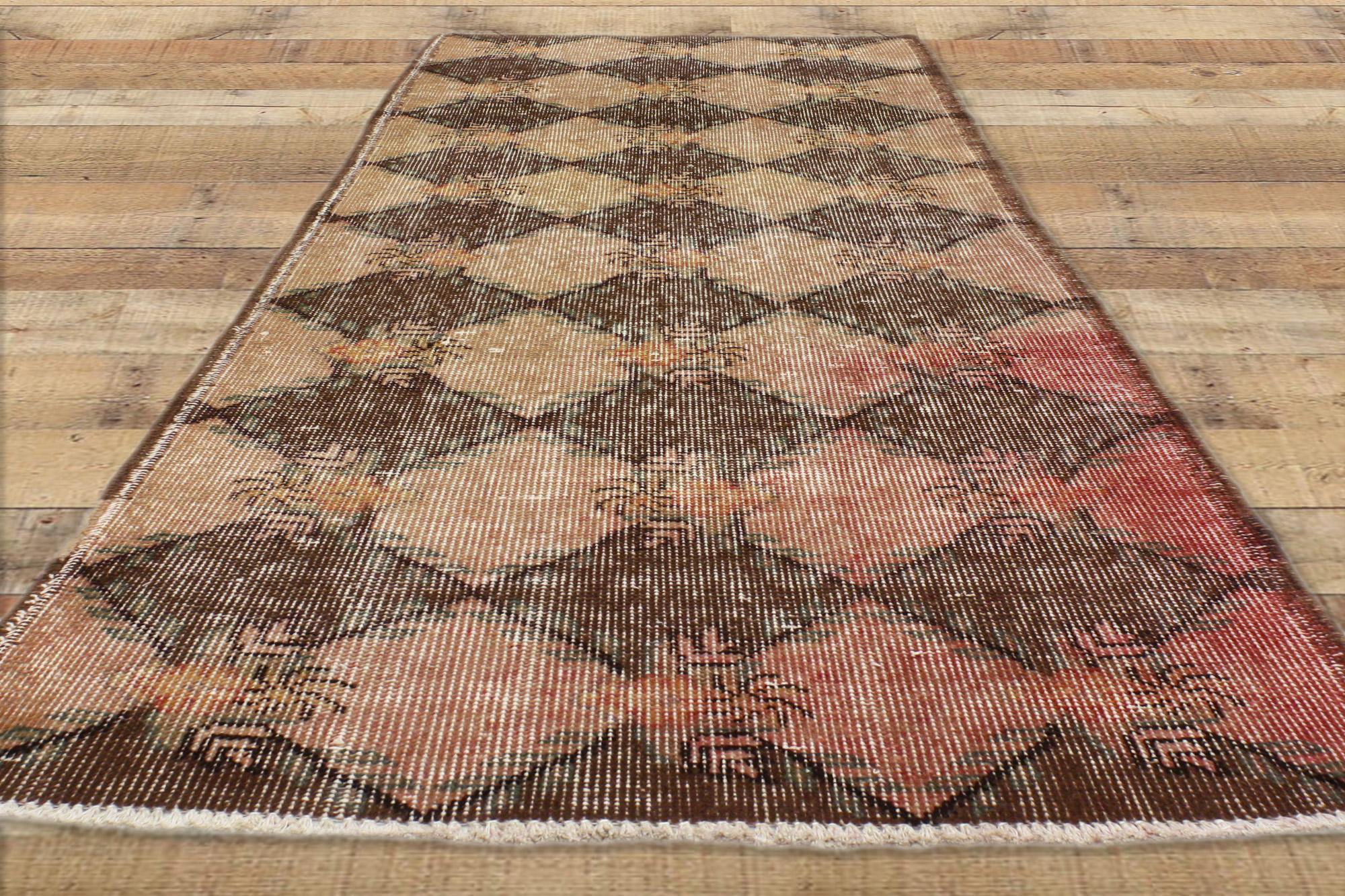 Zeki Muren Vintage Turkish Sivas Rug In Distressed Condition For Sale In Dallas, TX