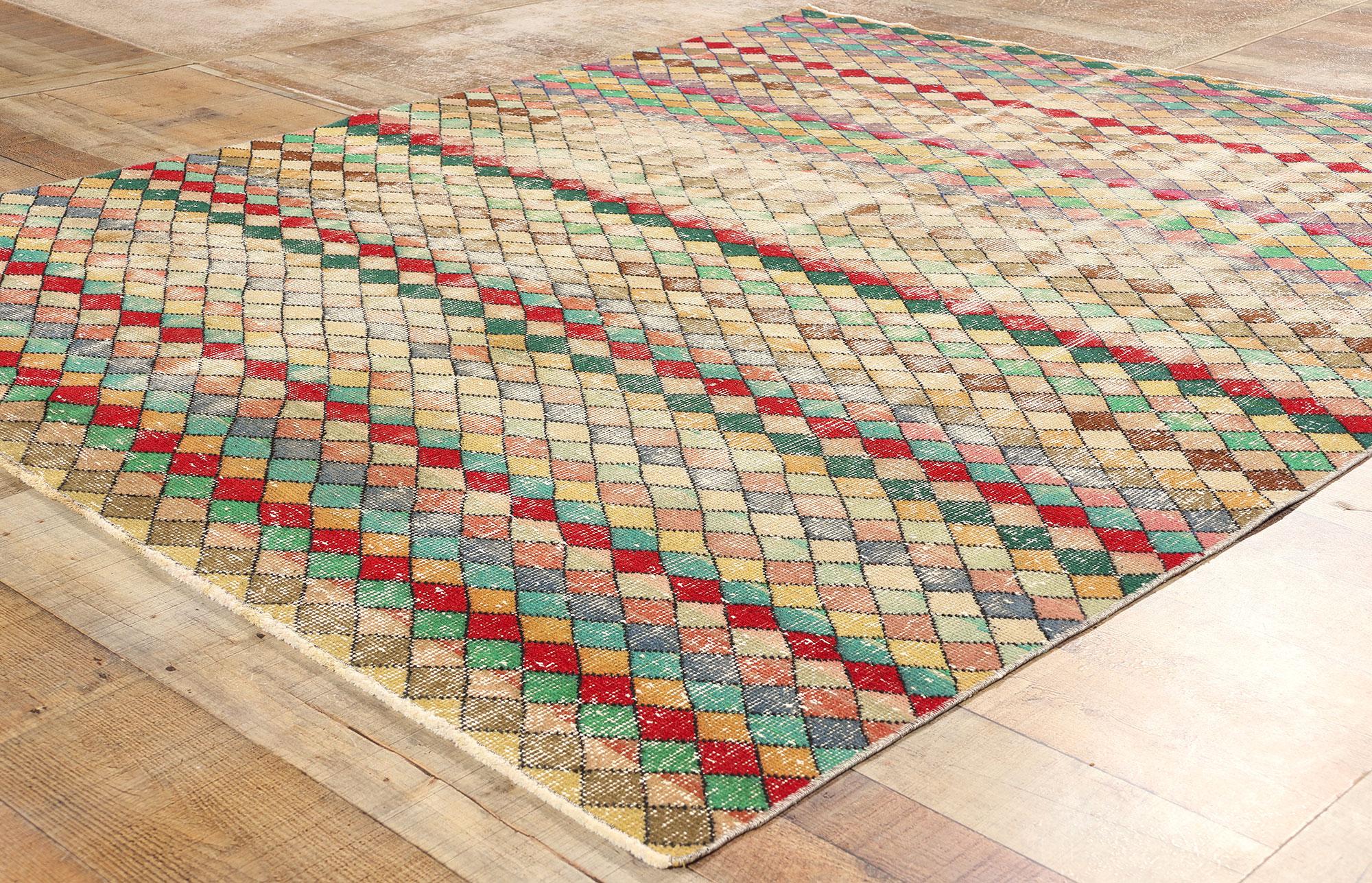 Wool 1960's Zeki Muren Vintage Turkish Sivas Carpet with Modern Style