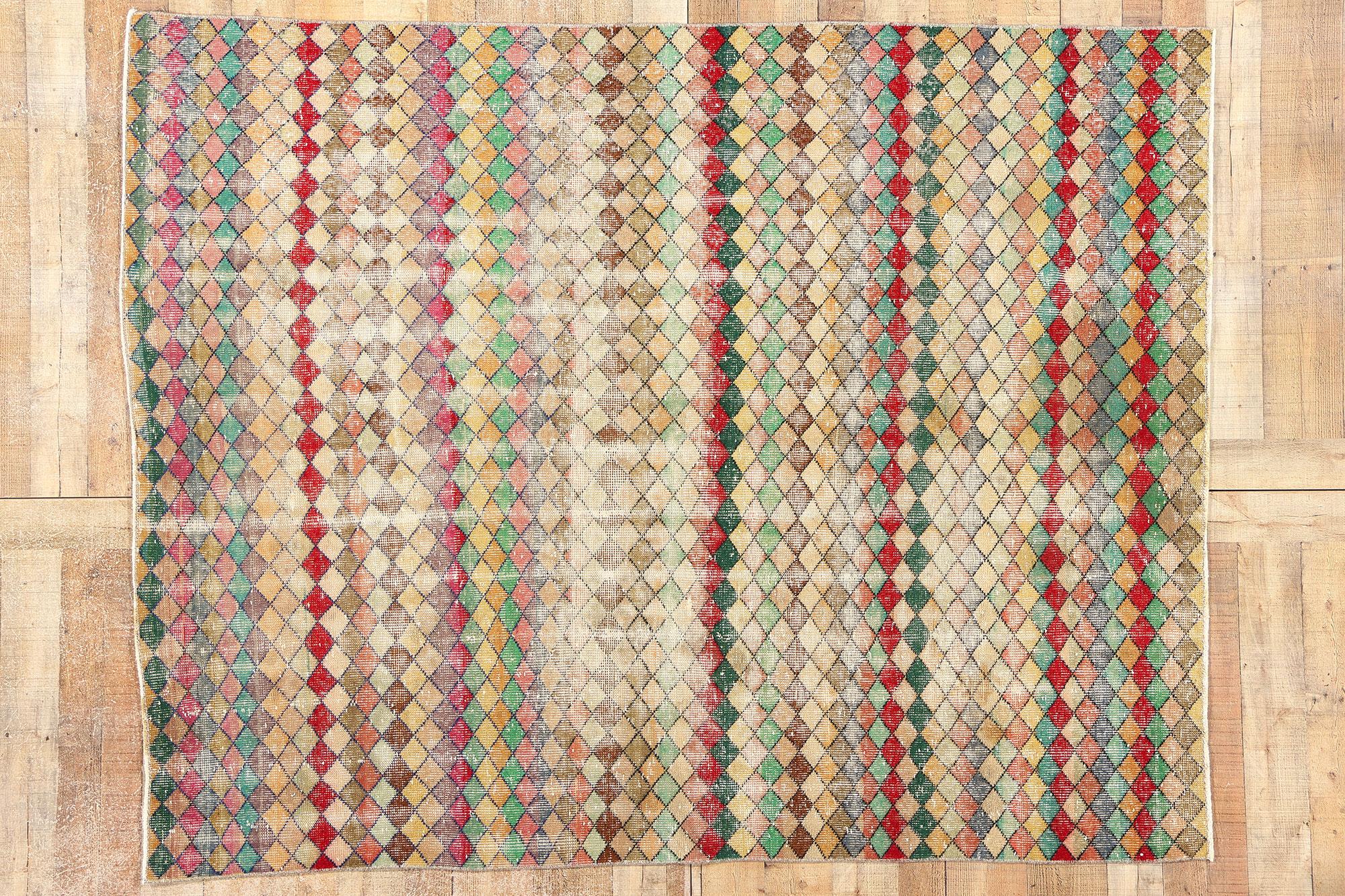 1960's Zeki Muren Vintage Turkish Sivas Carpet with Modern Style 2