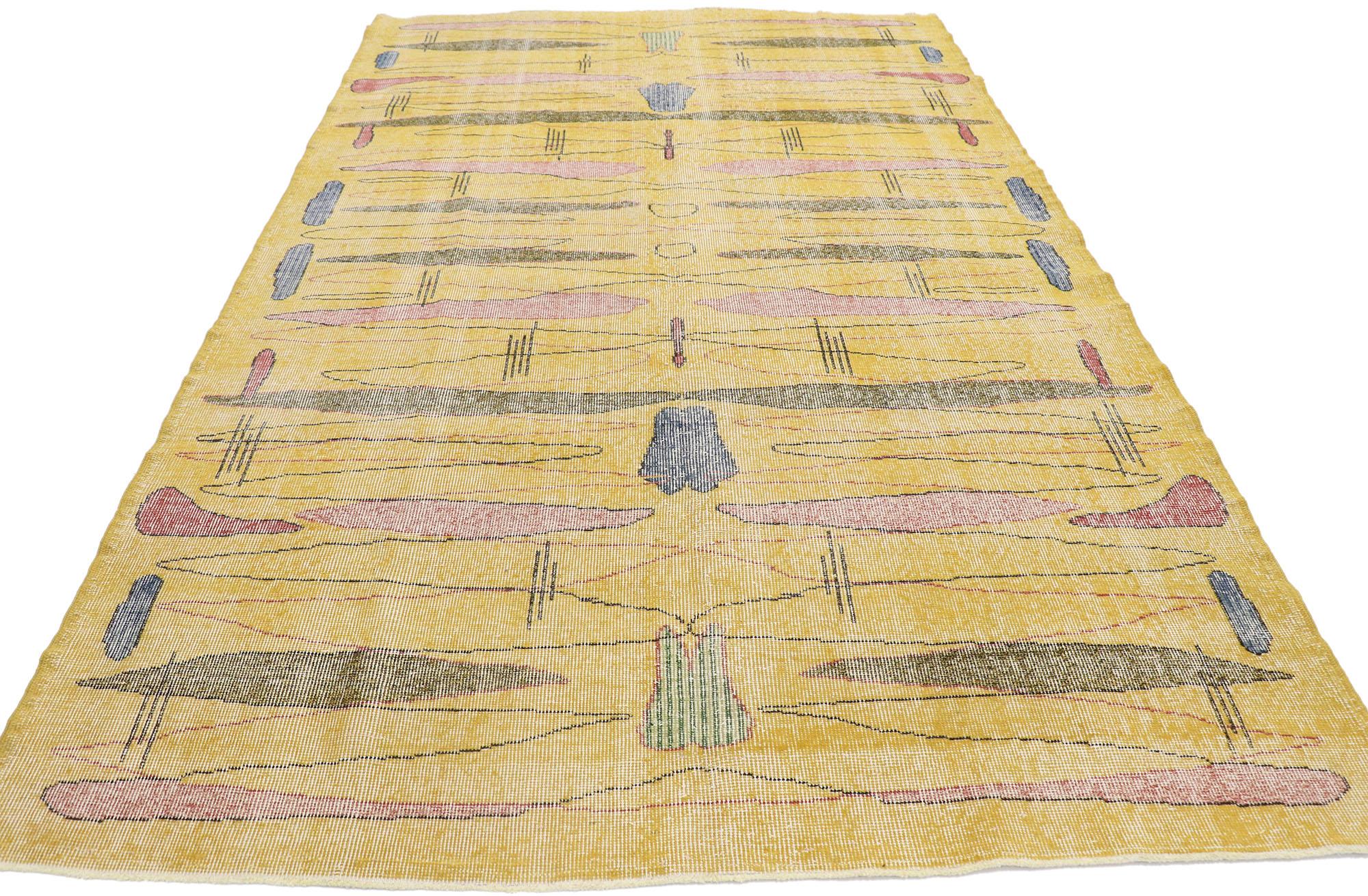 Hand-Knotted Zeki Muren Vintage Turkish Sivas Rug with Abstract Expressionist Style For Sale