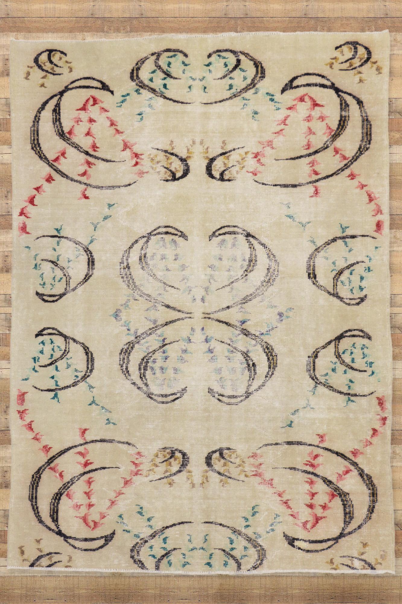 Noué à la main Tapis turc Sivas vintage de Zeki Muren avec style expressionniste abstrait en vente