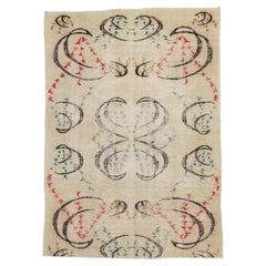 Tapis turc Sivas vintage de Zeki Muren avec style expressionniste abstrait