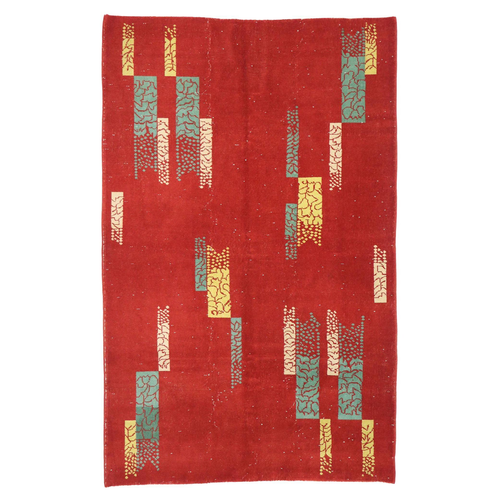 Zeki Muren Vintage Turkish Sivas Rug with Bauhaus Style