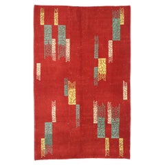 Tapis turc Sivas vintage Zeki Muren avec style Bauhaus