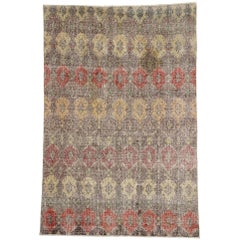 Zeki Muren, tapis turc Sivas vintage vieilli de style Art déco industriel