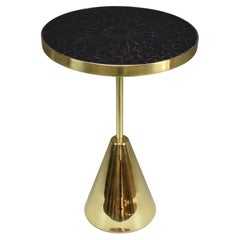 ZEL AFELLA — Brass Side Table with Hand-Cut Zellige Mosaic