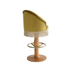 Sgabello da bar Zelda con frange, in rovere e ottone