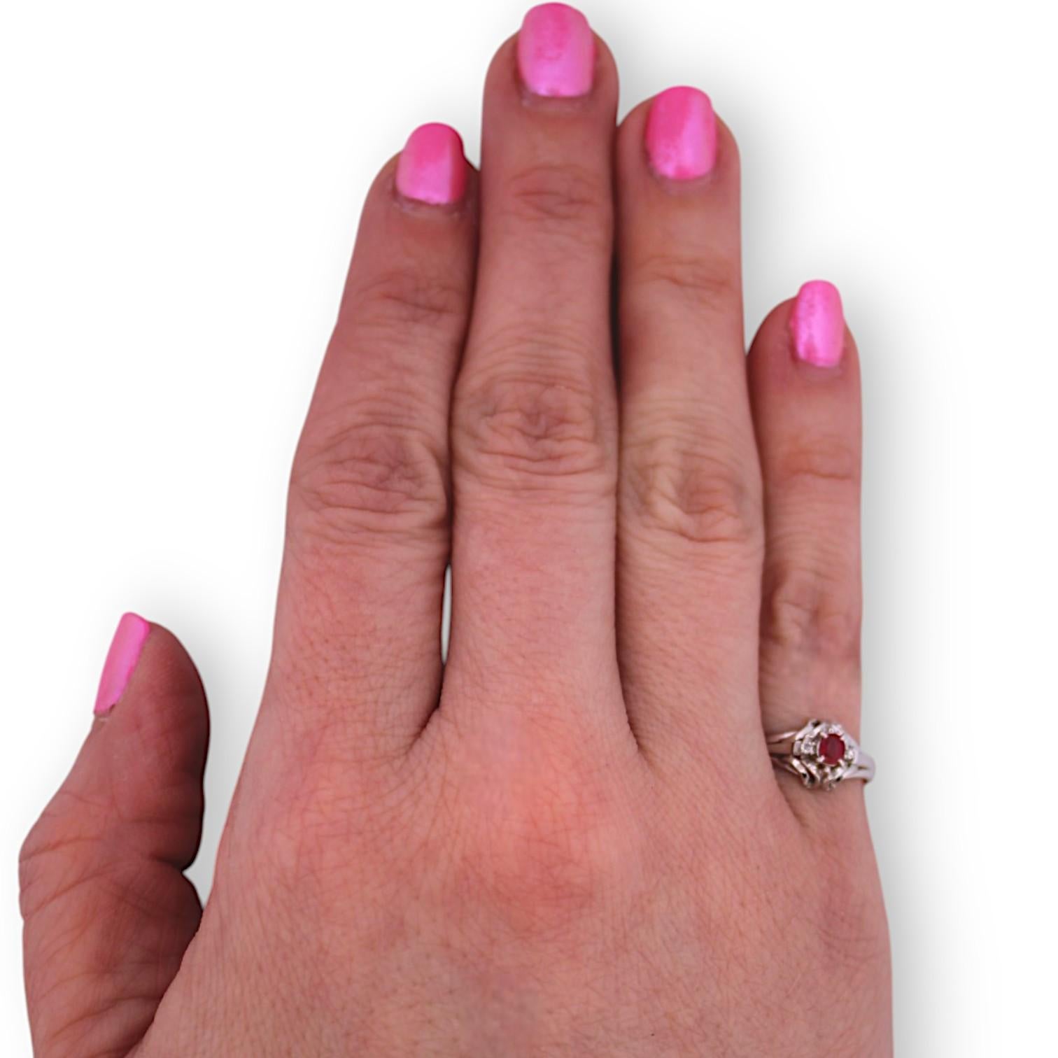 Modern Zelda Ring – Platinum with Natural Ruby & Diamond Accents – 0.29 ct Round Ruby For Sale
