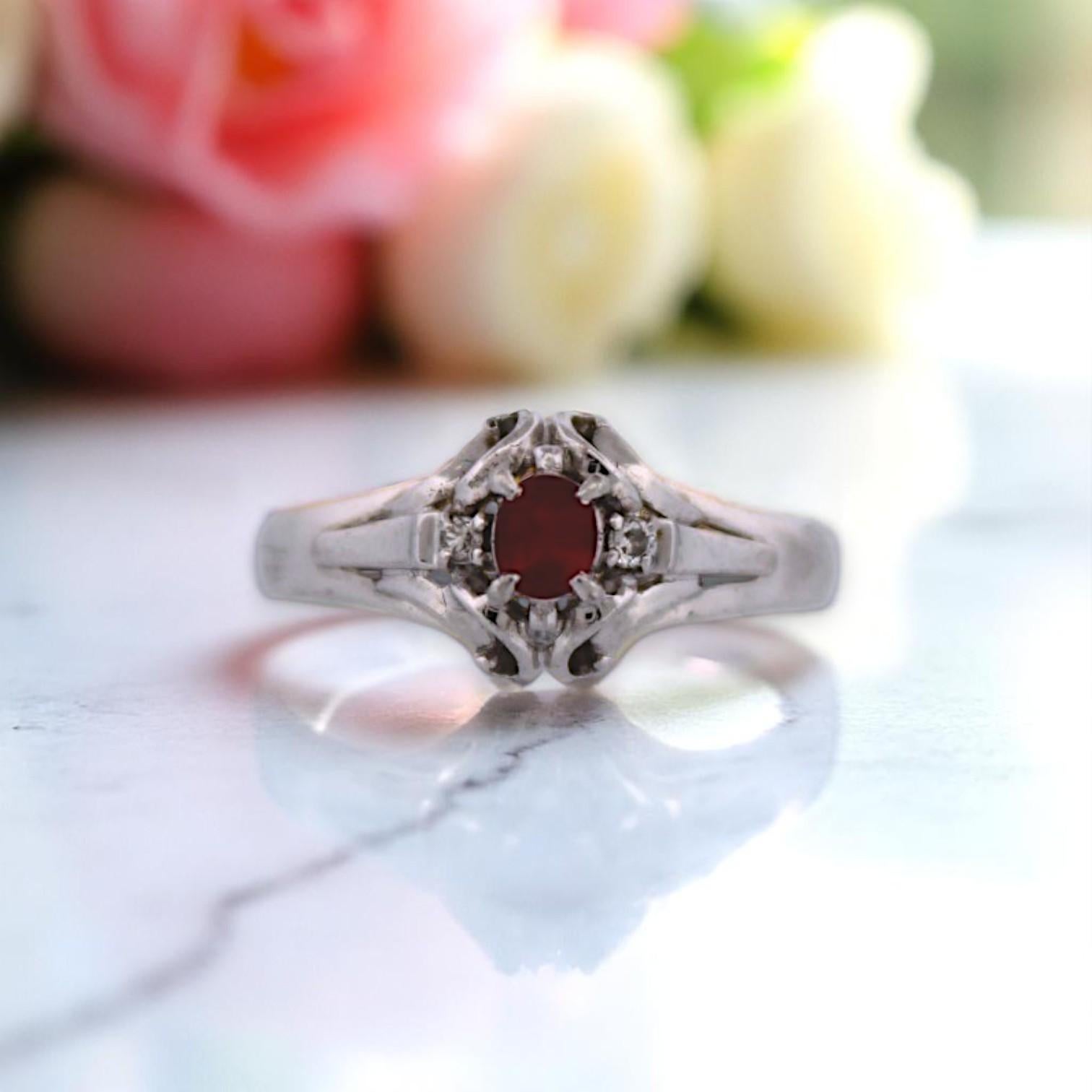 Round Cut Zelda Ring – Platinum with Natural Ruby & Diamond Accents – 0.29 ct Round Ruby For Sale