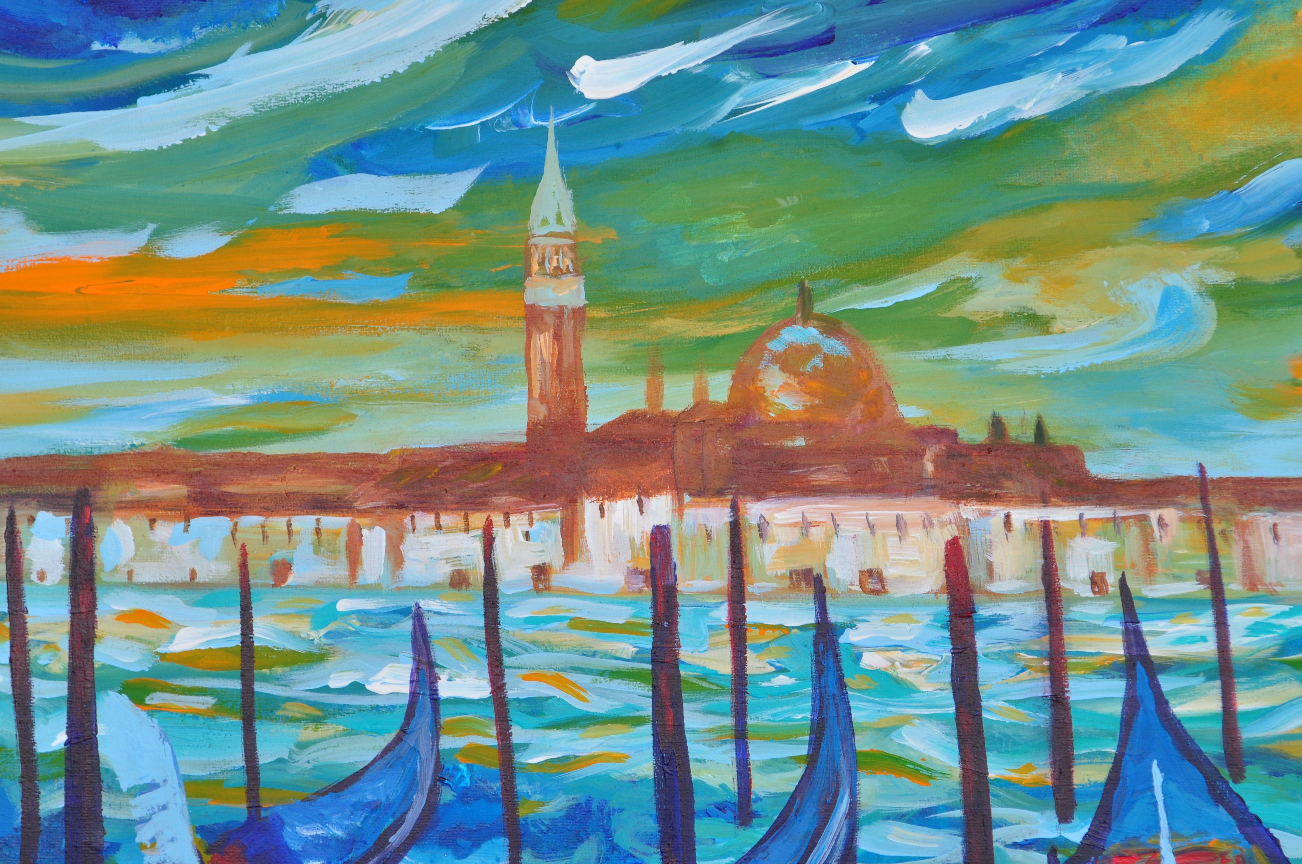 Arrival in Venice, Painting, Acrylic on Canvas For Sale 4