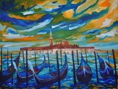 Arrival in Venice, Painting, Acrylic on Canvas