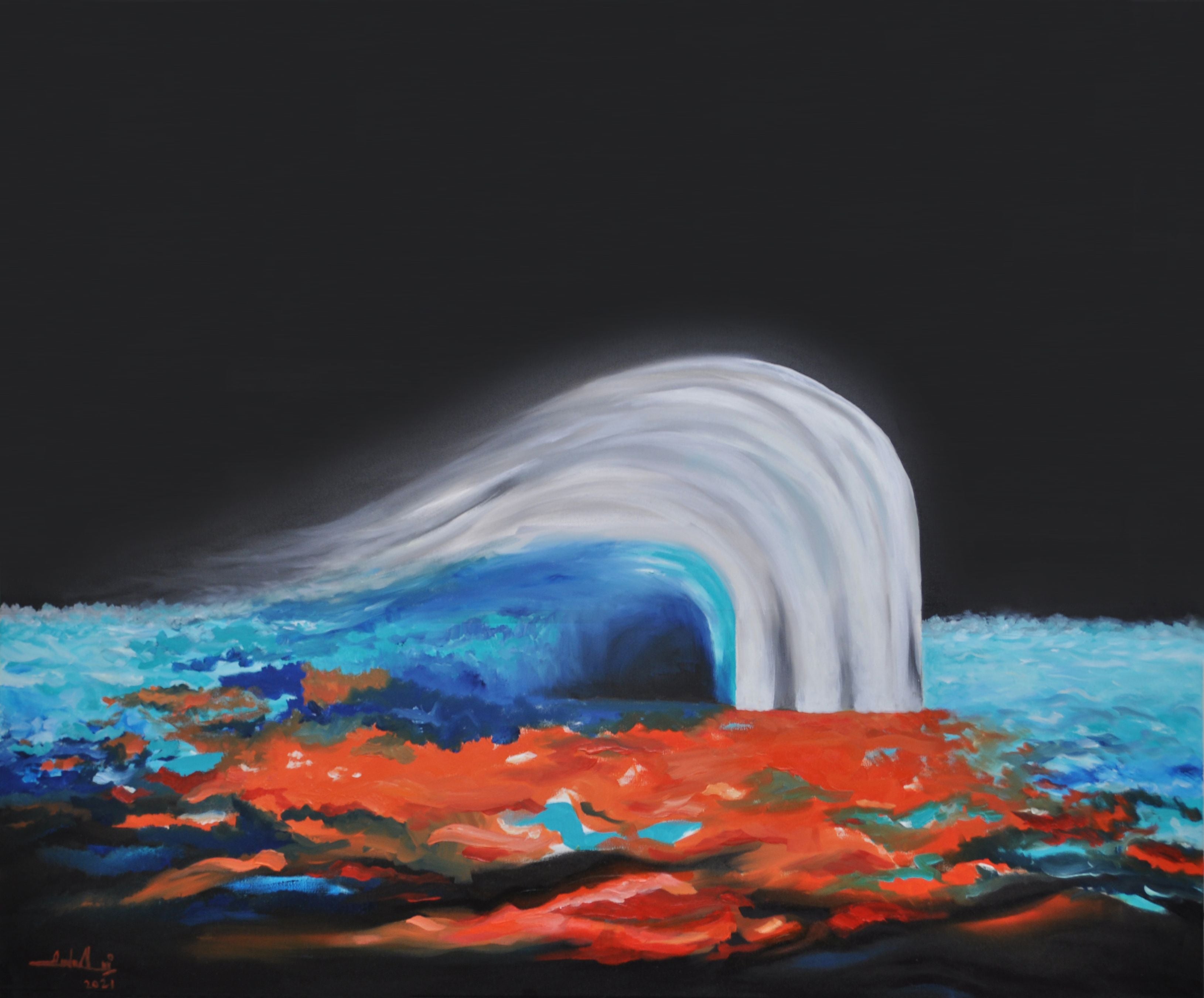 Peinture, huile sur toile « Drak night II » - Painting de Zelie Alice