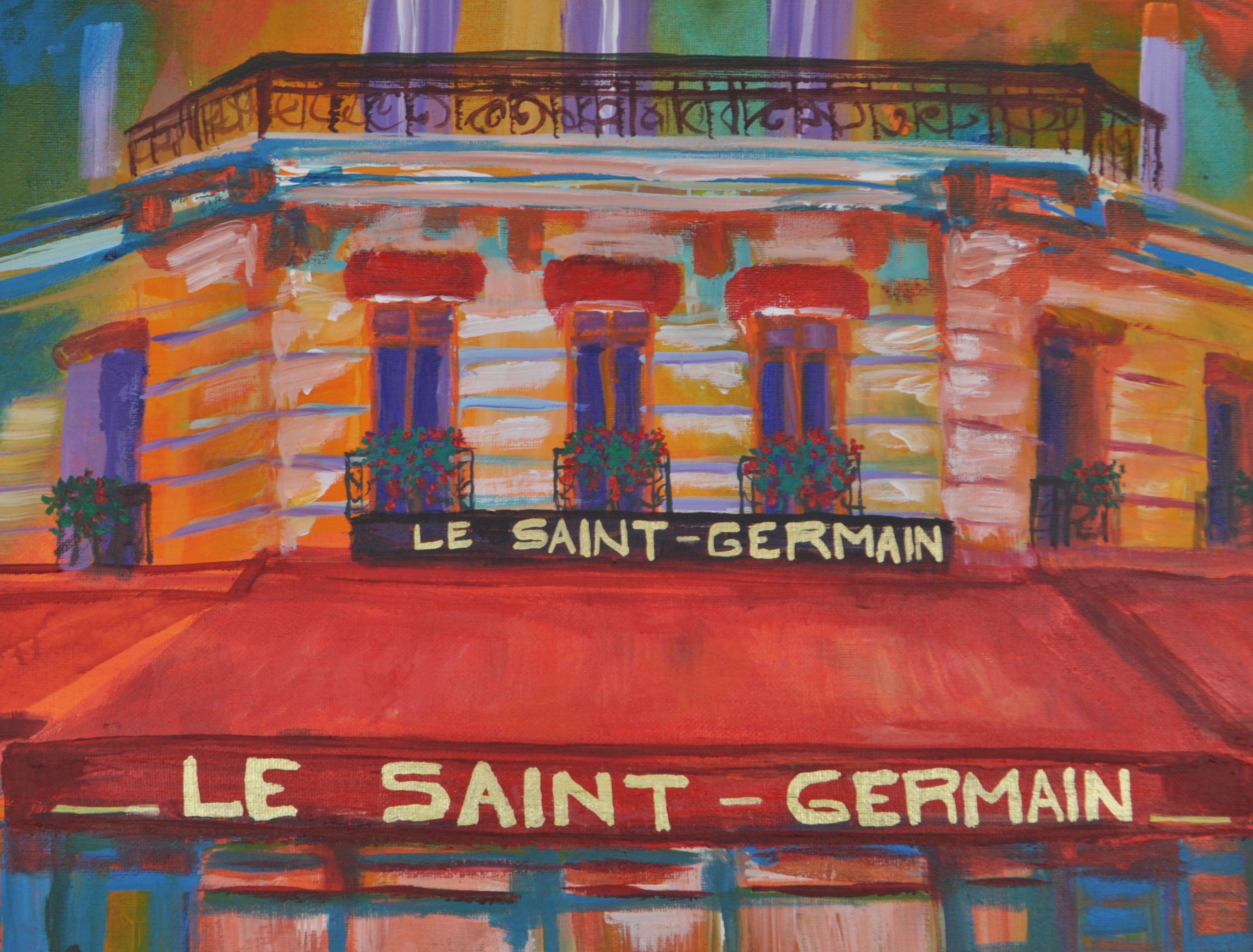 Peinture, acrylique sur toile - Paris caf en vente 1