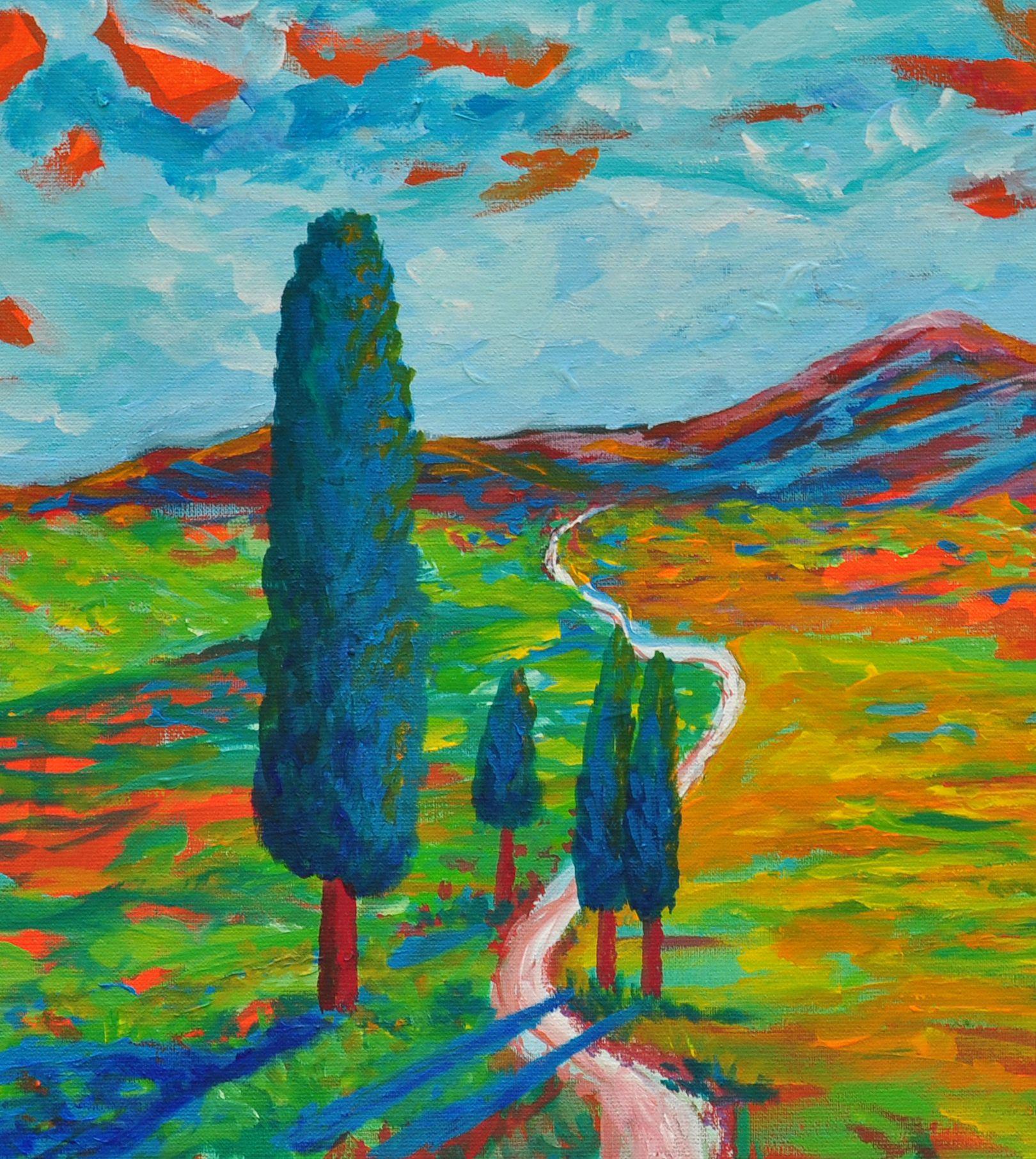 The long road, Painting, Acrylic on Canvas For Sale 1