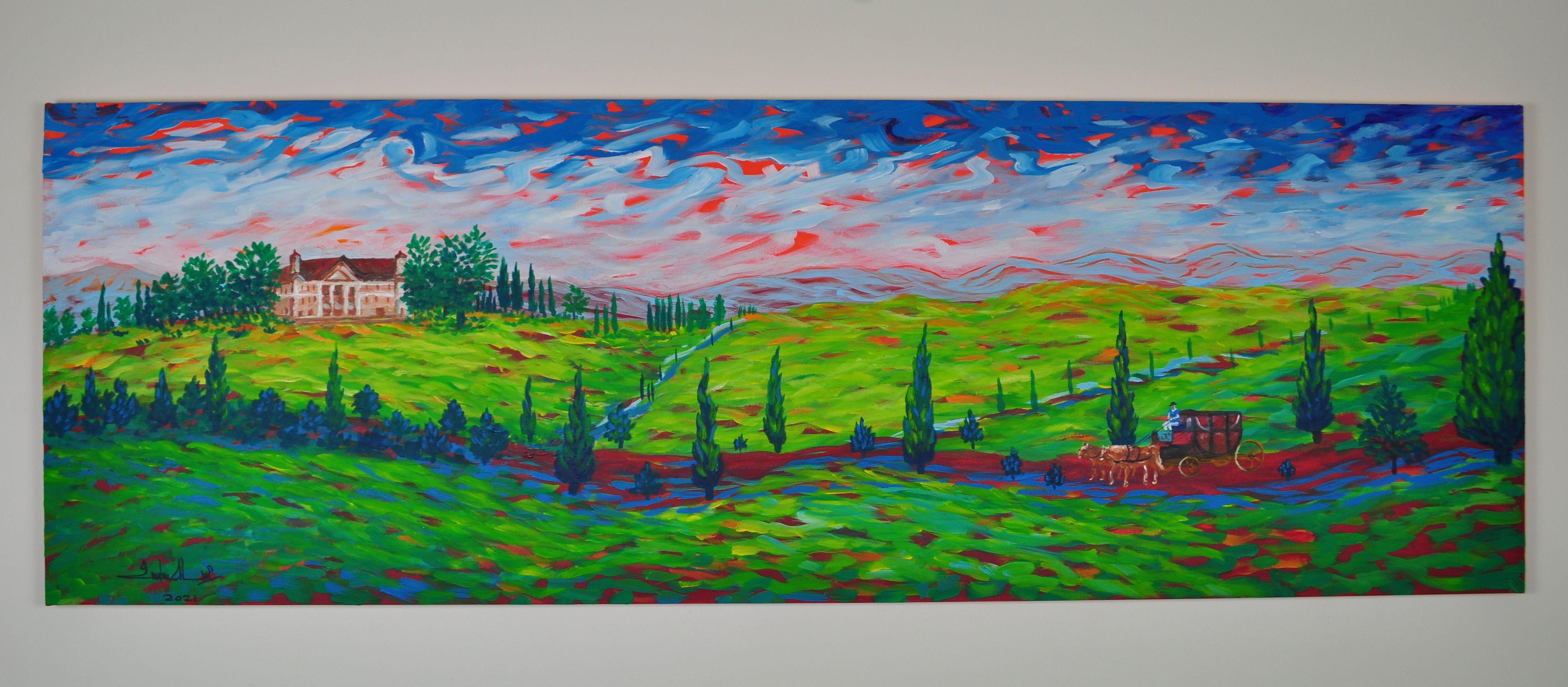 Tuscan renaissance, Painting, Acrylic on Canvas For Sale 1