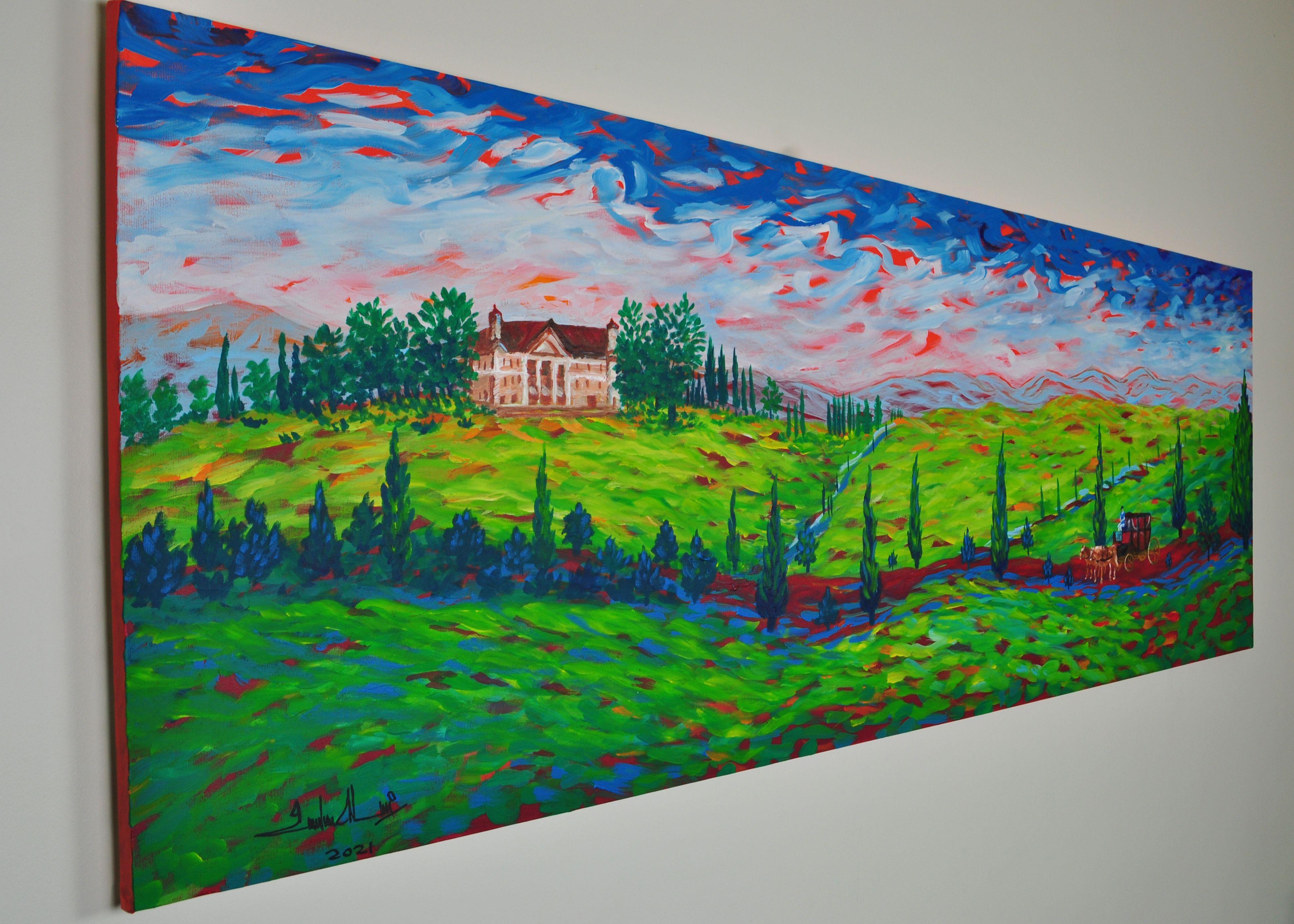 Tuscan renaissance, Painting, Acrylic on Canvas For Sale 2
