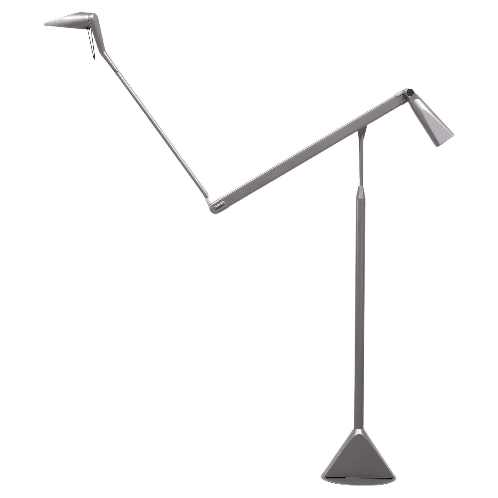 Grey counterweight floor lamp. Design by Walter Monici for Lumina Italy 1980 model ”Zelig Terra ”
Very nice adjustable halogen floor lamp. Two-light intensities. Very flexible, it stays in any desired position.


