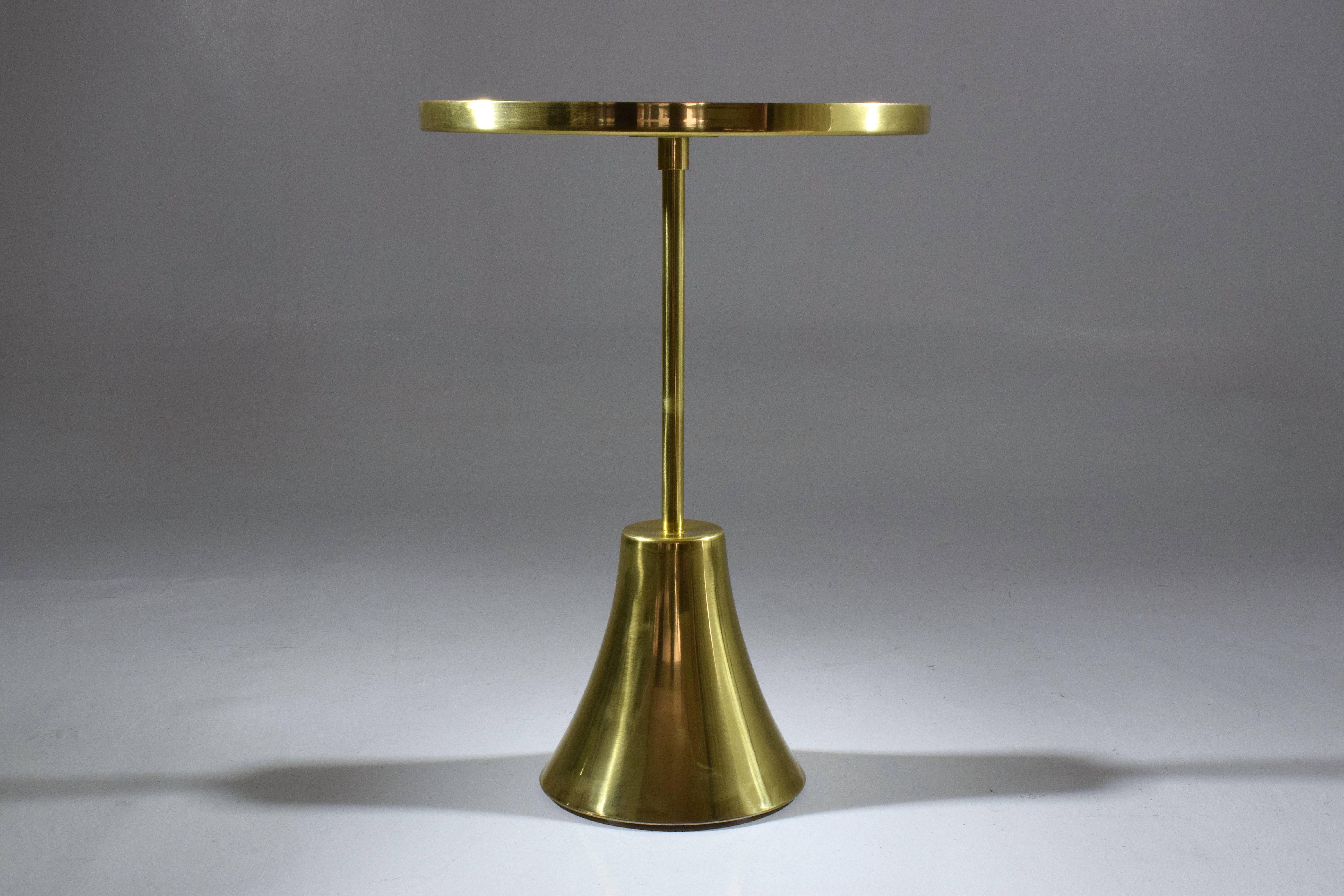 Modern Zel-Ora Contemporary Brass Mosaic Side Table, Flow Collection For Sale