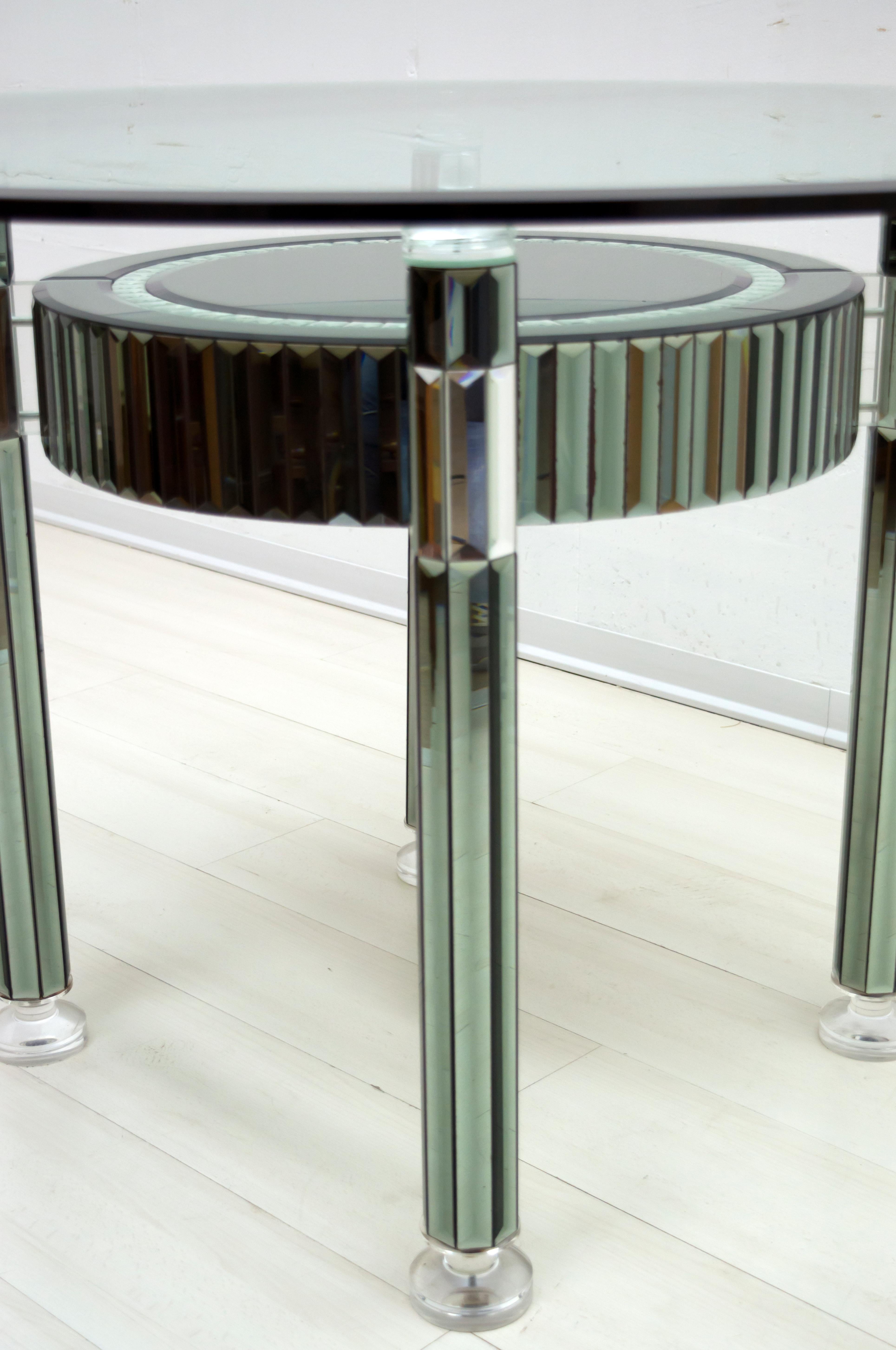 Zelino Poccioni table de salle à manger ronde moderne italienne en cristal miroir pour MP2 en vente 2